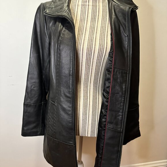 JONES NEW YORK Leather Jacket Zip front Mid thigh - Picture 5 of 5